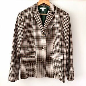 LIZ CLAIBORNE | Vintage Wool Blend Brown Cream Plaid Check Blazer Jacket 18W